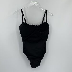 Miraclesuit black swimsuit one piece tank swim drape underwire bra 14